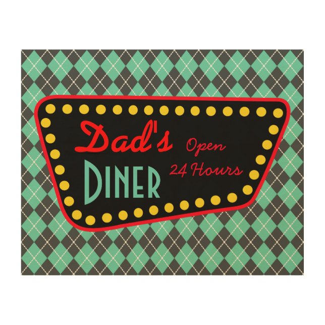  Dad's Diner Sign Wood Canvas Gift (Front)