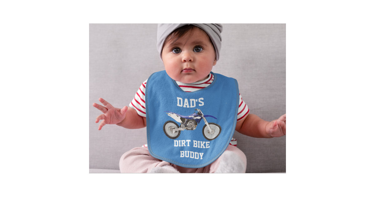 Dad's Dirt Bike Buddy Blue Baby Bib
