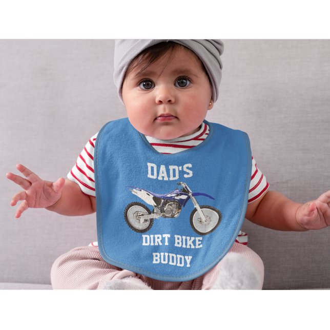 Dad's Dirt Bike Buddy Blue Baby Bib (Creator Uploaded)