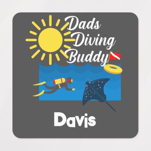 Dads Diving Buddy Design _ Small Square Clothing L Labels