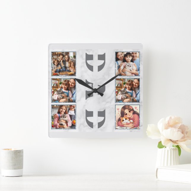 Dad's: Family, Love, Memories Gray Square Wall Clock (Home)