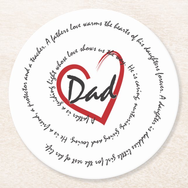 Dads - Fathers Day Round Paper Coaster (Front)