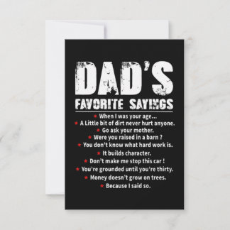 Dad's favorite sayings card