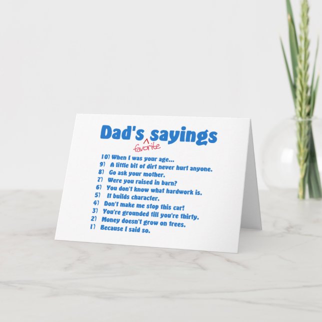 Dads favorite sayings cards (Front)