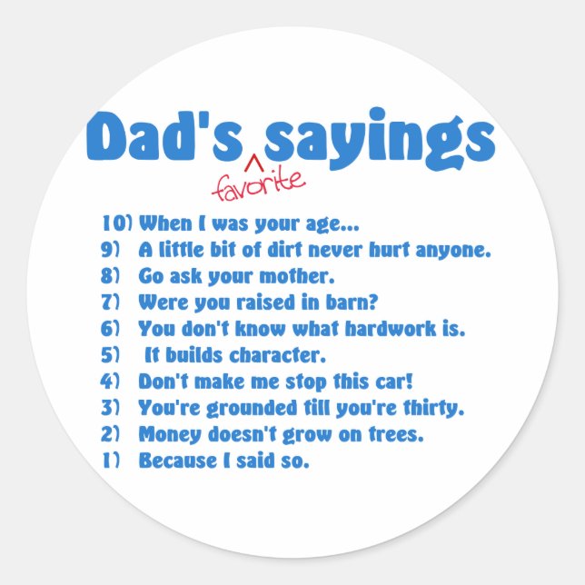 Dads favorite sayings sticker (Front)