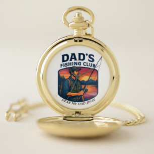 Dad's Fishing Club Retro Sunset Father's Day  Pocket Watch