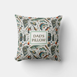 Dad's Fishing Pattern Throw Pillow