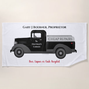 Dad's Funny Beach Towel Garage Truck Beer Wine Cas