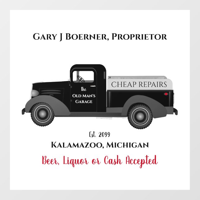 Dad's Funny Garage Truck Floor Decal Sticker (Front)