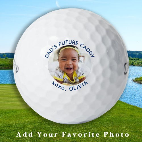Dads Future Caddy Personalize Photo Modern Golfer Golf Balls