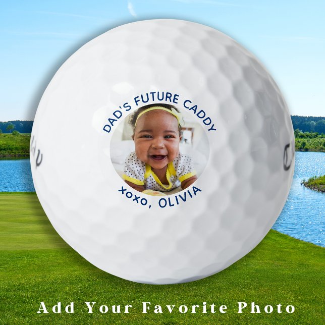 Dad's Future Caddy Personalize Photo Modern Golfer Golf Balls (Creator Uploaded)