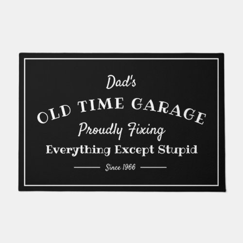 Dads Garage Any Name Old Time Funny Black Doormat