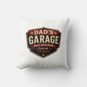Dad's Garage Built With Pride Mechanic T-Shirt Throw Pillow