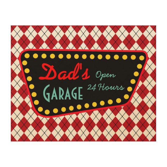 Dad's Garage Father's Day Wood Canvas Art Gift (Front)