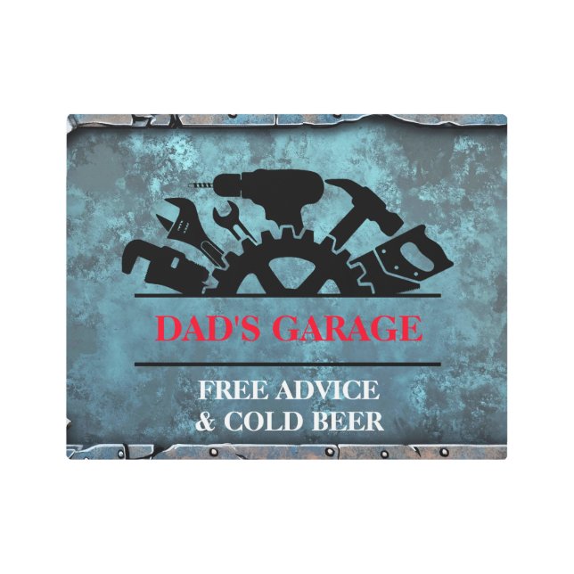 DAD'S GARAGE FREE ADVICE & COLD BEER METAL PRINT (Front)