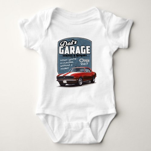 Dads Garage Red Camaro Baby Bodysuit