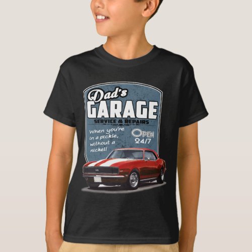 Dads Garage Red Camaro T_Shirt