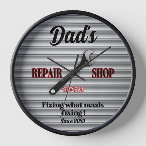 Dads Garage Repair Shop Wall Clock