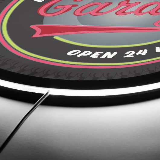 Dads Garage Retro Neon Look Personalized Tire LED Sign (Edge)