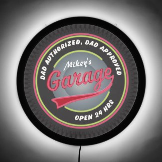 Dads Garage Retro Neon Look Personalized Tire