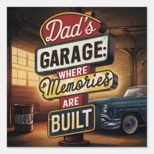Dad's Garage Retro Vintage Automotive Sign