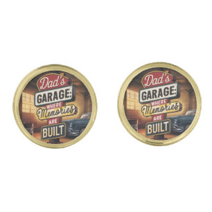 Dad's Garage Retro Vintage Automotive Sign Cufflinks