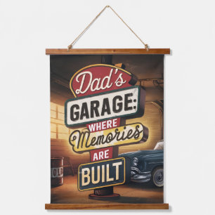 Dad's Garage Retro Vintage Automotive Sign Hanging Tapestry
