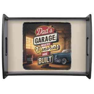 Dad's Garage Retro Vintage Automotive Sign Serving Tray