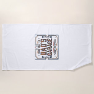 Dads Garage Vintage Fathers Day Beach Towel