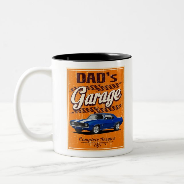 Dad's Garage with Muscle Two-Tone Coffee Mug (Left)