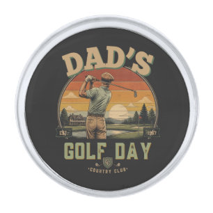 Dad's Golf Day Silver Finish Lapel Pin