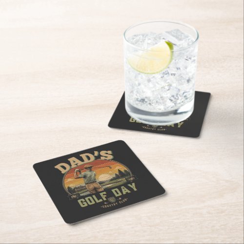 Dad's Golf Day Square Paper Coaster