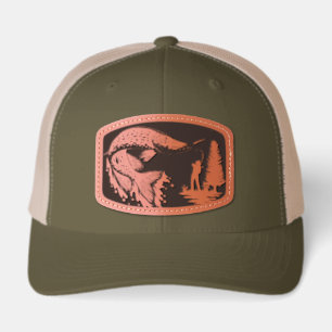 Dad's Gone Fishing Northern Pike Water Fish Retro Leather Patch Hat