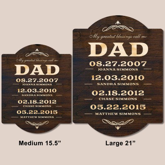 Dad's Greatest Blessing Signature Series Wall Sign (Sizes)
