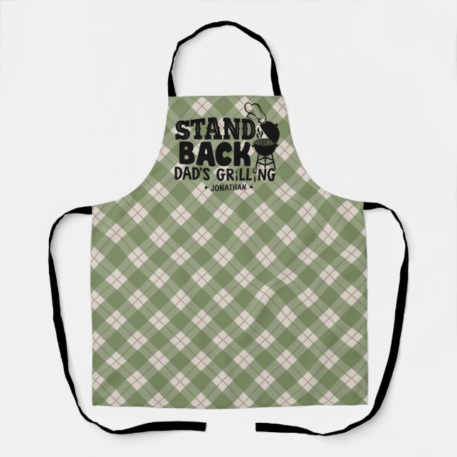 Dad's Grilling Personalized BBQ Funny Kitchen Apron (Front)