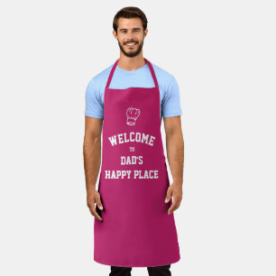 DAD'S HAPPY PLACE Chef Hat Custom PINK Apron