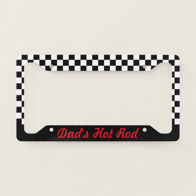 Dad's Hot Rod Auto License Plate Frame Gift (Front)