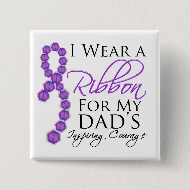 Dad's Inspiring Courage - Pancreatic Cancer Pinback Button (Front)