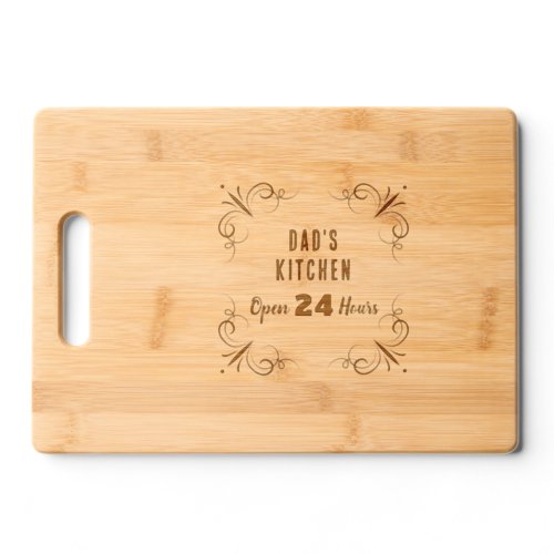 Dads Kitchen Etched Wooden Cutting Board