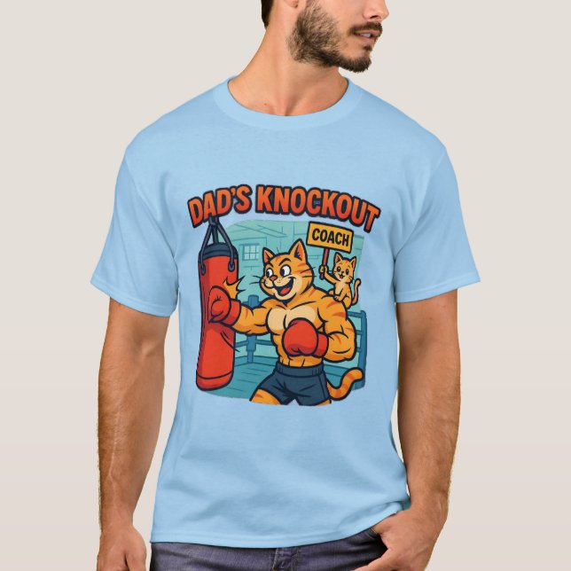 Dad's Knockout - Funny Gym Cat Dad T-Shirt (Front)