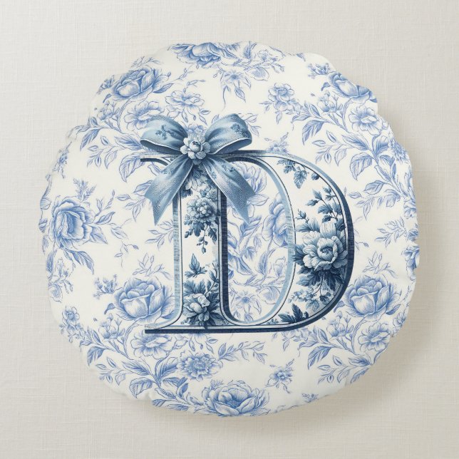 Dad's Light Blue Chinoiserie Round Pillow (Front)