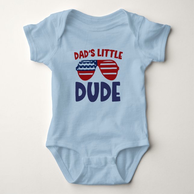 Dad's Little Dude Bodysuit - Funny Baby Romper (Front)
