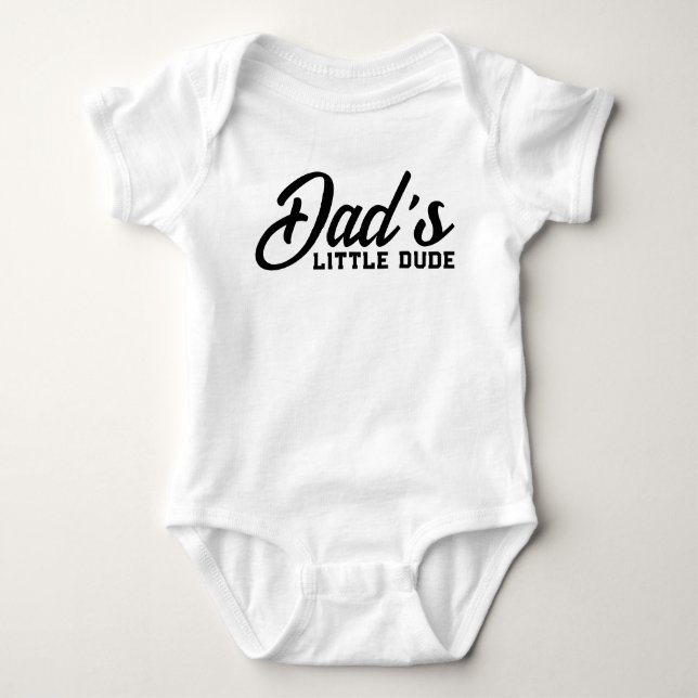 Dad's Little Dude Cute Baby Boy Kids Baby Bodysuit (Front)