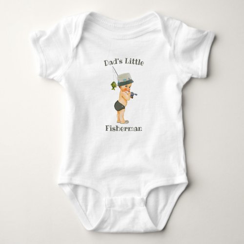 Dads Little Fisherman One Piece T_Shirt Baby Bodysuit
