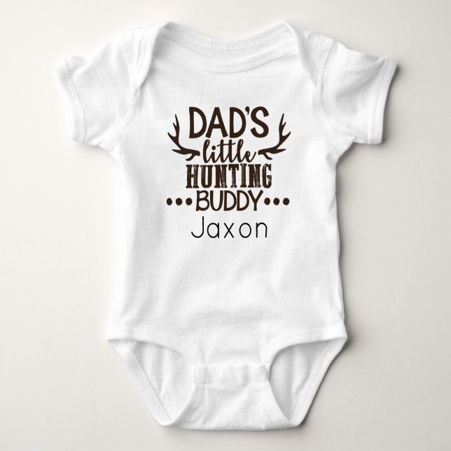 Dad's Little Hunting Buddy Personalized Baby Bodysuit (Front)
