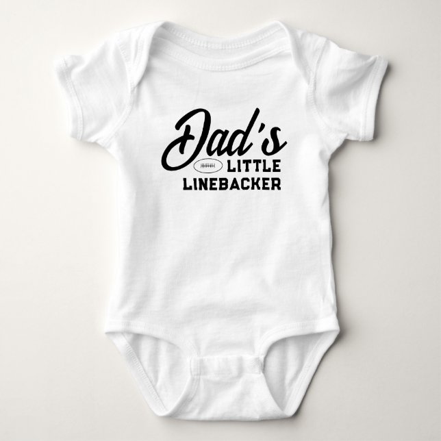 Dad's Little Linebacker American Football Boy Baby Bodysuit (Front)