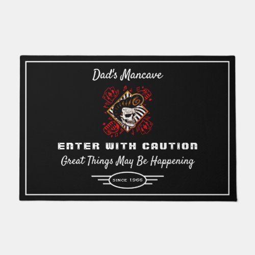 Dads Mancave Any Name Funny Slogan Retro Black  Doormat