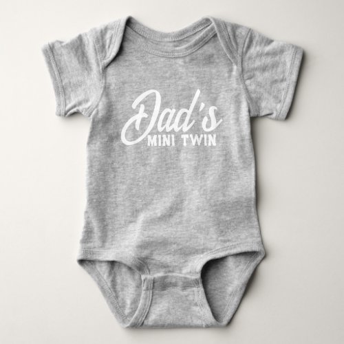 Dads Mini Twin Cute Grey Boy  Girl Baby Bodysuit