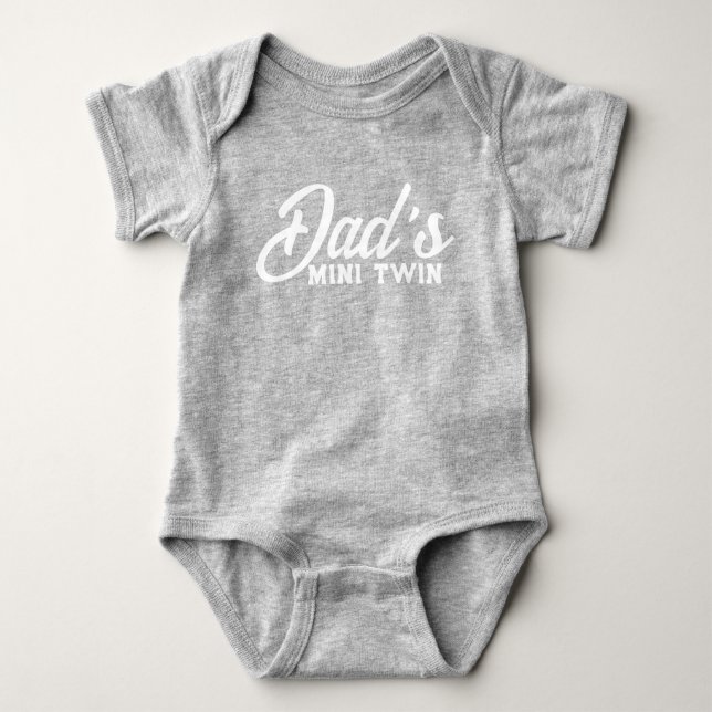 Dad's Mini Twin Cute Grey Boy & Girl Baby Bodysuit (Front)
