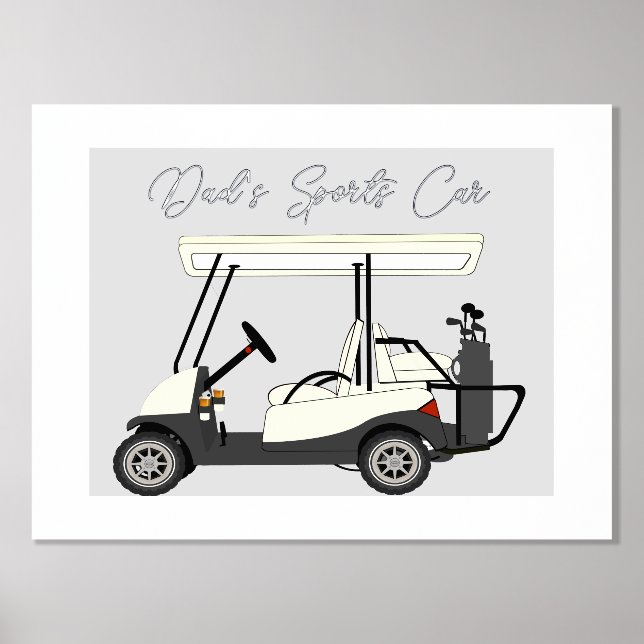 Dad's Mom's Sports Car Golf Cart Foil Text Poster (Front)